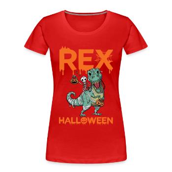 Drôle Rex Halloween Creepy Dino Horror Skel - T-shirt bio Premium Femme - rouge - Devant - Mia (176cm)