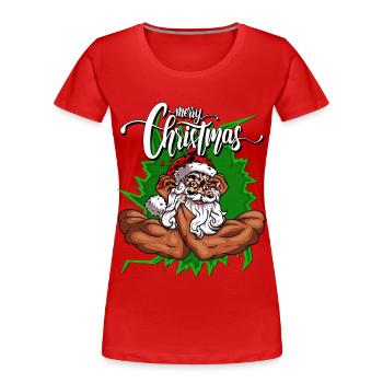Merry Christmas Merry Christmas - Frauen Premium Bio T-Shirt - Rot - Vorne - Mia (176cm)