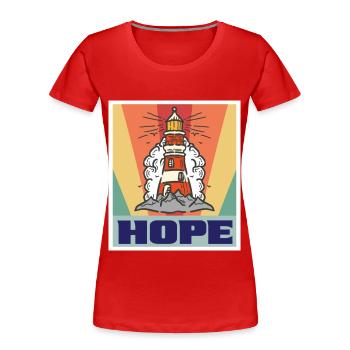 Be Light Lighthouse Anchor Sea Nautical Ocean Cape - Women's Premium Organic T-Shirt - red - Front - Mia (176cm)