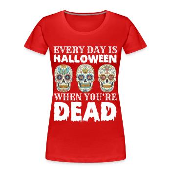 Sugar Skull Dia de Los Muertos Skull - Women's Premium Organic T-Shirt - red - Front - Mia (176cm)