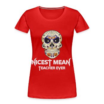 Death Smile Sugar Skull Day of the Dead Los Muerto - Women's Premium Organic T-Shirt - red - Front - Mia (176cm)