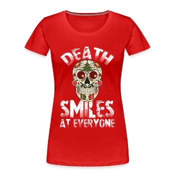 Skull Death Sugar Skull Day of the Dead Lot M - Women's Premium Organic T-Shirt - red - Front - Mia (176cm)