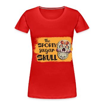 Sugar Skull Skull Death Day of the Dead - Women's Premium Organic T-Shirt - red - Front - Mia (176cm)
