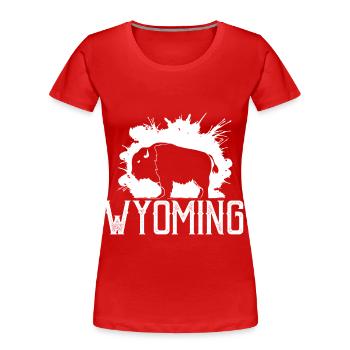 Buffalo Wyoming Nature Randonnée Montagne Souvenir - T-shirt bio Premium Femme - rouge - Devant - Mia (176cm)