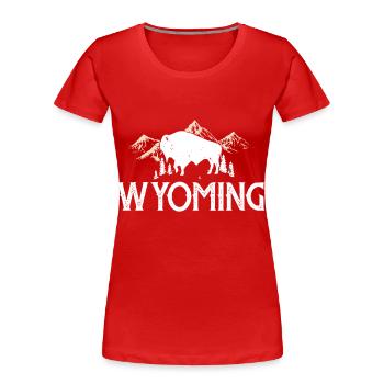 Wyoming Buffalo Randonnes Mountain Nature Souvenir - T-shirt bio Premium Femme - rouge - Devant - Mia (176cm)