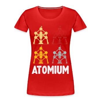 Noyau atomique de l’Atomium de Bruxelles Physics Science - T-shirt bio Premium Femme - rouge - Devant - Mia (176cm)