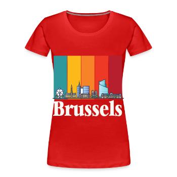 Brussels Atomium Atomic Nucleus Science of Physics - Women's Premium Organic T-Shirt - red - Front - Mia (176cm)