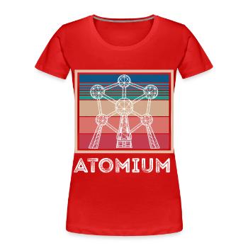 Atom Atomium Atomic nucleus Physicists Science Physics - Women's Premium Organic T-Shirt - red - Front - Mia (176cm)