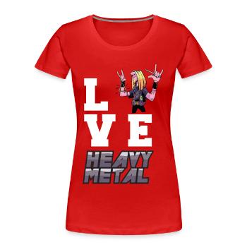 J’adore le heavy metal rock toi fan de metal rocking hard r - T-shirt bio Premium Femme - rouge - Devant - Mia (176cm)
