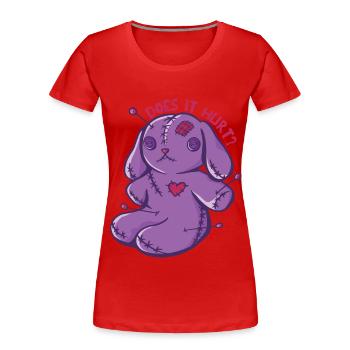 Voodoo-Häschen Tut es weh? Voodoo Puppe Halloween - Frauen Premium Bio T-Shirt - Rot - Vorne - Mia (176cm)