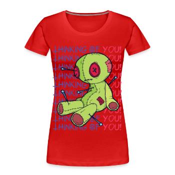 Voodoo Puppe Hexerei Denken An Dich Gruselig Hallo - Frauen Premium Bio T-Shirt - Rot - Vorne - Mia (176cm)