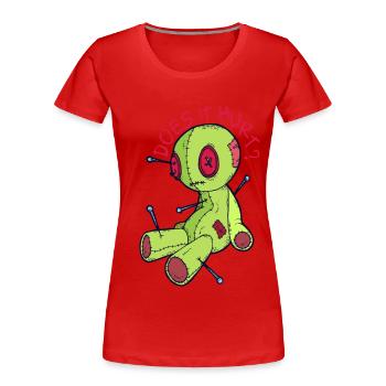 Voodoo-Puppe Hexerei Tut es weh? Gruseliges Hallow - Frauen Premium Bio T-Shirt - Rot - Vorne - Mia (176cm)