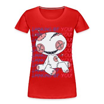 Gruselige Voodoo-Puppe, die an dich denkt Hexerei - Frauen Premium Bio T-Shirt - Rot - Vorne - Mia (176cm)
