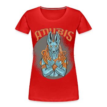 Pyramides de Gizeh Anubis Egypte Souvenir Egyptologue - T-shirt bio Premium Femme - rouge - Devant - Mia (176cm)