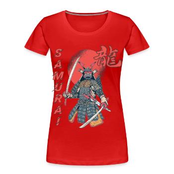 Samurai Mond Blutfleck Japanische Kunst Ninja Japa - Frauen Premium Bio T-Shirt - Rot - Vorne - Mia (176cm)