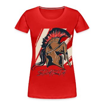 Spartakrieger Spartakrieger Helm Gladiator Antikes - Frauen Premium Bio T-Shirt - Rot - Vorne - Mia (176cm)