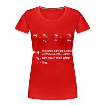 Équations de Hamilton de la physique de la mécanique classique - T-shirt bio Premium Femme - rouge - Devant - Mia (176cm)