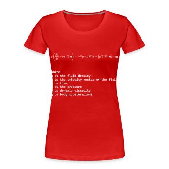 Équation de Navier Stokes Dynamique des fluides fondamentale - T-shirt bio Premium Femme - rouge - Devant - Mia (176cm)