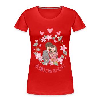 Anime, Manga, Couple, Love, Japan - Women's Premium Organic T-Shirt - red - Front - Mia (176cm)