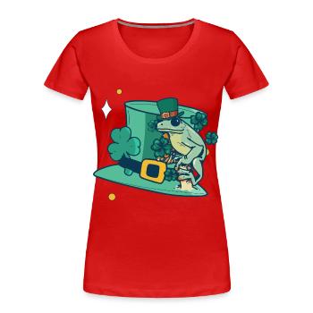 Hat Frog Lucky Charm Quark Amphibians Gift - Women's Premium Organic T-Shirt - red - Front - Mia (176cm)