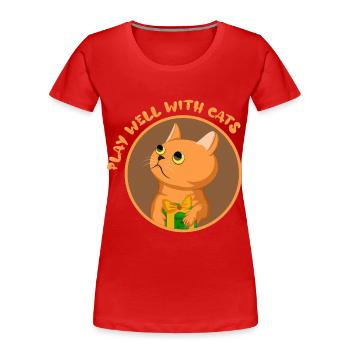 Gut mit anderen spielen Katzentier Katzenflüsterer - Frauen Premium Bio T-Shirt - Rot - Vorne - Mia (176cm)