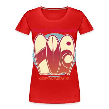 Rio Copacabana Surf Paradise Urlaub Meer Strand So - Frauen Premium Bio T-Shirt - Rot - Vorne - Mia (176cm)