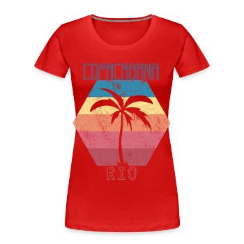 Copacabana Palme Rio de Janeiro Urlaub Meer Strand - Frauen Premium Bio T-Shirt - Rot - Vorne - Mia (176cm)