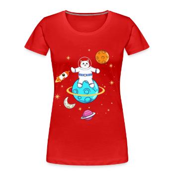 Astronautenliebhaber Katzenbesitzer - Frauen Premium Bio T-Shirt - Rot - Vorne - Mia (176cm)