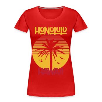 Hawaii Honolulu Palmen Ocean Surfing - Frauen Premium Bio T-Shirt - Rot - Vorne - Mia (176cm)