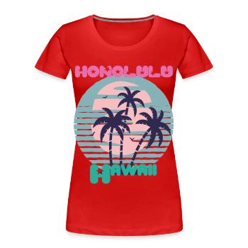 Palme Hawaii Honolulu Vacation Beach Ocean - Frauen Premium Bio T-Shirt - Rot - Vorne - Mia (176cm)