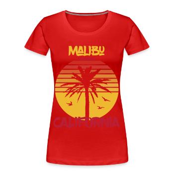 Kalifornien Malibu Palmen Urlaub Meeresbrandung - Frauen Premium Bio T-Shirt - Rot - Vorne - Mia (176cm)