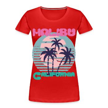 Malibu, das Kalifornien-Ferien-Palme-Ozean surft - Frauen Premium Bio T-Shirt - Rot - Vorne - Mia (176cm)