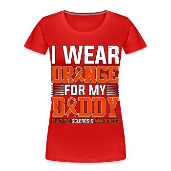 Ich trage Orange für meinen Papa Multiple Sklerose - Frauen Premium Bio T-Shirt - Rot - Vorne - Mia (176cm)