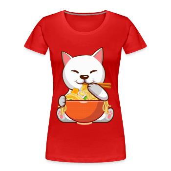 Ramen-Esser Katzenliebhaber Tier Katzenflüsterer - Frauen Premium Bio T-Shirt - Rot - Vorne - Mia (176cm)