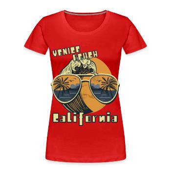 Palme Sonnenbrille Kalifornien Venice Beach Ocean - Frauen Premium Bio T-Shirt - Rot - Vorne - Mia (176cm)