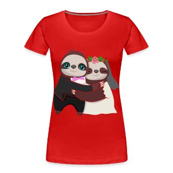 Wedding Anniversary Marriage Sloth Lover - Women's Premium Organic T-Shirt - red - Front - Mia (176cm)