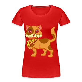 Italienischer Pizza Katzenliebhaber - Frauen Premium Bio T-Shirt - Rot - Vorne - Mia (176cm)