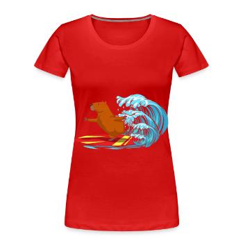 Surfing Animal Capybara Whisperer Cavy Rodent - Women's Premium Organic T-Shirt - red - Front - Mia (176cm)