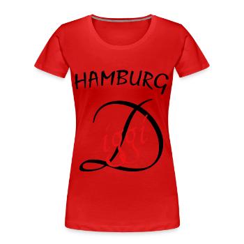 Hamburg Hafenstadt Perle - Frauen Premium Bio T-Shirt - Rot - Vorne - Mia (176cm)