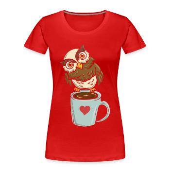 Koffeinierter Nachtvogel Koffein - Frauen Premium Bio T-Shirt - Rot - Vorne - Mia (176cm)