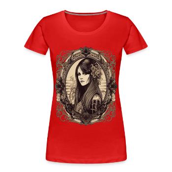 Gothic Girl Wednesday Darkness Style - T-shirt bio Premium Femme - rouge - Devant - Mia (176cm)