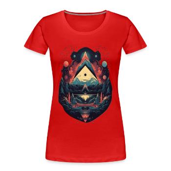 illuminat illuminati Gebirde Dreieck - Frauen Premium Bio T-Shirt - Rot - Vorne - Mia (176cm)