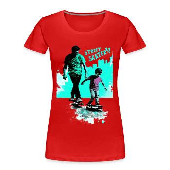 Vater und Sohn Skateboard Geschenk - Frauen Premium Bio T-Shirt - Rot - Vorne - Mia (176cm)