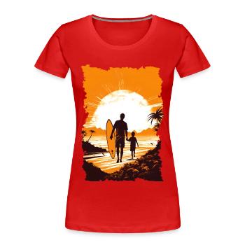 Vater und Sohn Surfen Surfer Geschenk - Frauen Premium Bio T-Shirt - Rot - Vorne - Mia (176cm)