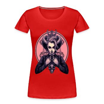 Gothic Seduction Girl Devil Evil Pink Dark Style - Frauen Premium Bio T-Shirt - Rot - Vorne - Mia (176cm)