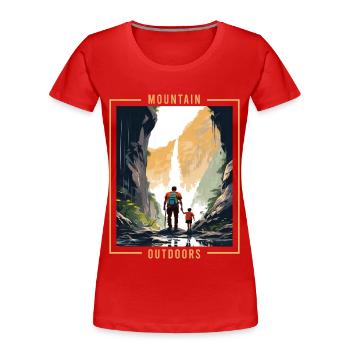 Randonnée en plein air Walker Père et Fils Cadeau - T-shirt bio Premium Femme - rouge - Devant - Mia (176cm)