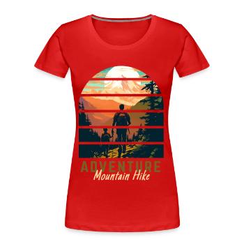 Randonnée en plein air Walker Père et Fils Cadeau - T-shirt bio Premium Femme - rouge - Devant - Mia (176cm)
