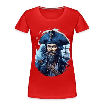 Pirat Totenkopf Jolly Roger Kostüm Geschenk - Frauen Premium Bio T-Shirt - Rot - Vorne - Mia (176cm)
