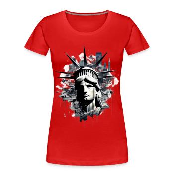 New York City Statue de la Liberté USA Amérique Fan - T-shirt bio Premium Femme - rouge - Devant - Mia (176cm)