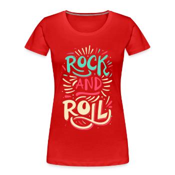 Rock And Roll Rock Statement Motto - Frauen Premium Bio T-Shirt - Rot - Vorne - Mia (176cm)